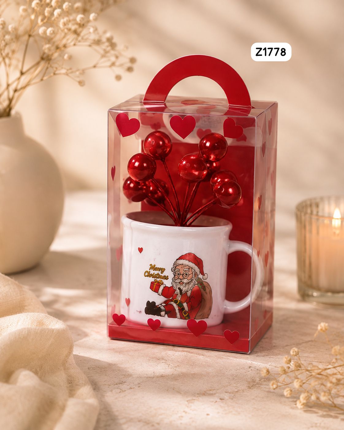 Christmas Plastic Mug Ornament with Cherry Blossom