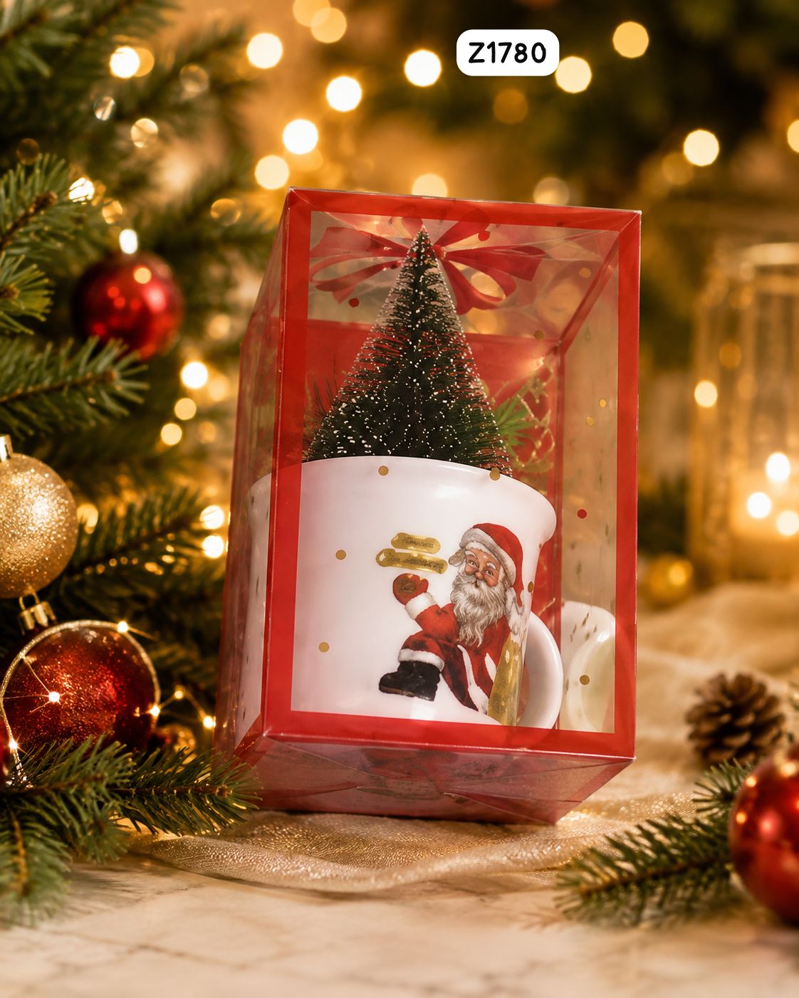 Christmas Plastic Mug Ornament with Tree