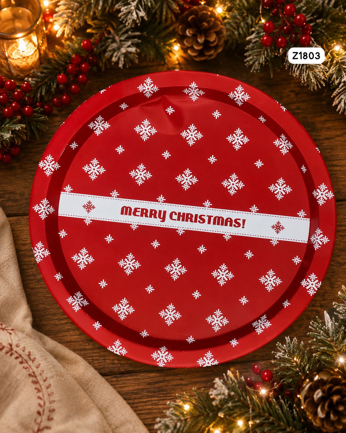 Christmas Round Metal Tray