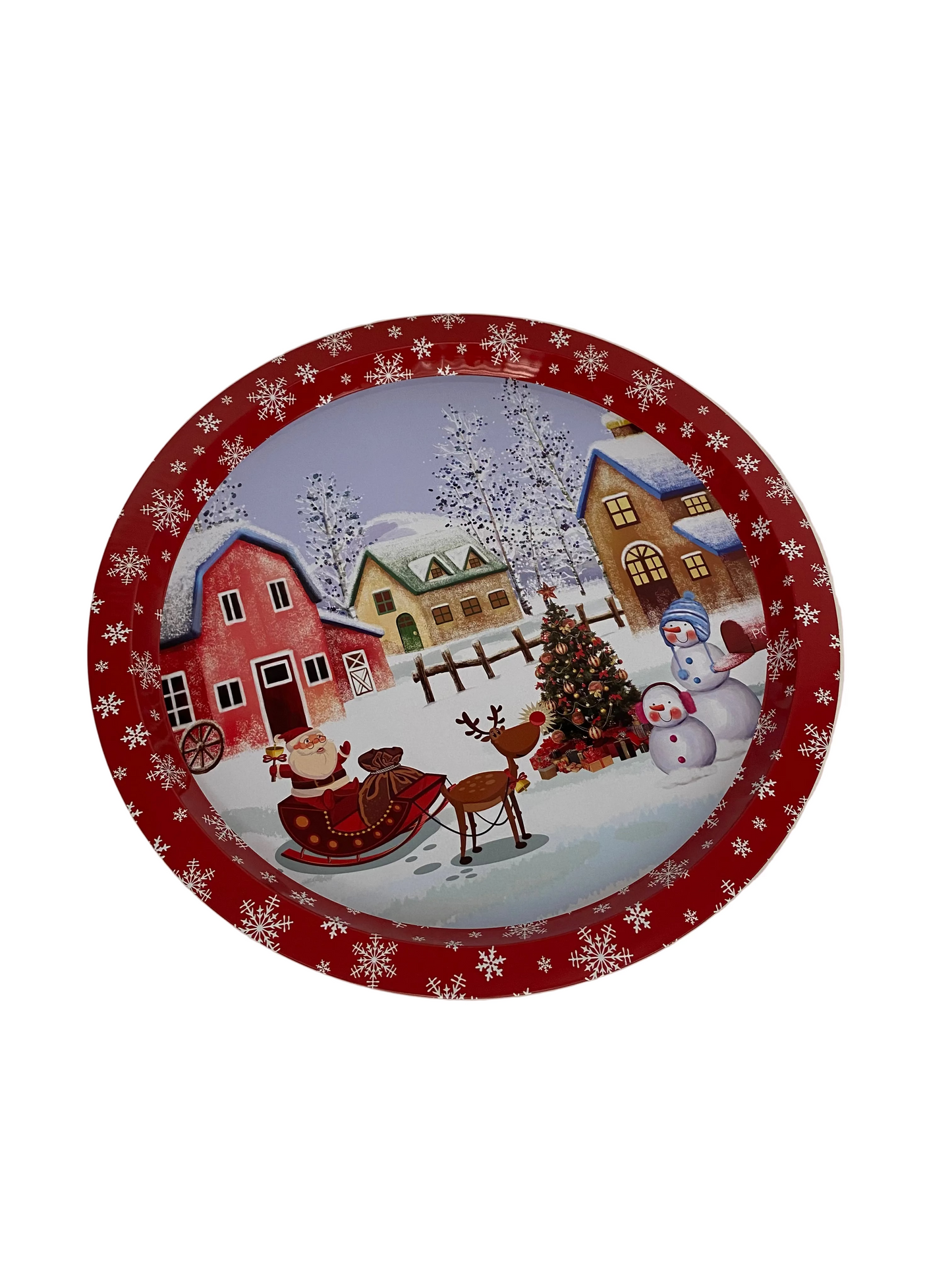 Christmas Round Metal Tray