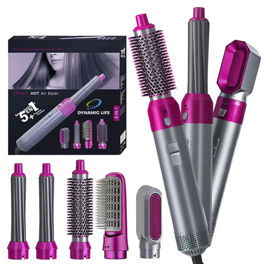 5 In 1 Hot Air Styler Hair Straightener, Dryer Comb Multifunctional Styling Tool For Curly Hair Machine For Straightening Curling Drying Combing Scalp Massage Styling / KZ-194