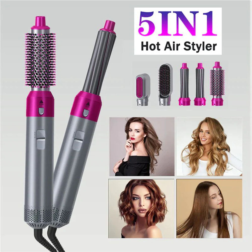 5 In 1 Hot Air Styler Hair Straightener, Dryer Comb Multifunctional Styling Tool For Curly Hair Machine For Straightening Curling Drying Combing Scalp Massage Styling / KZ-194