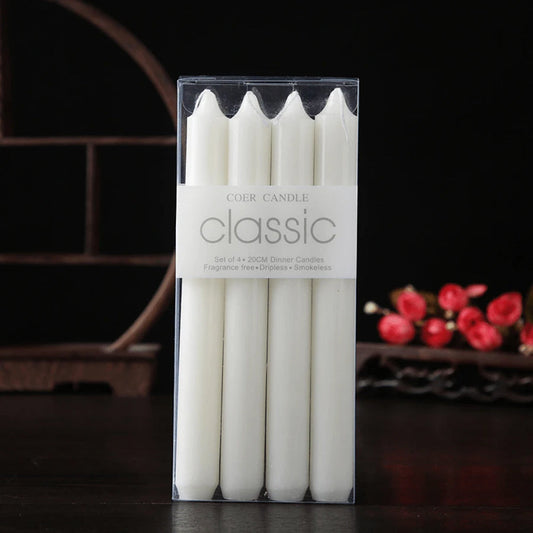 Set Of 4 White Candles 25cm (4pcs)