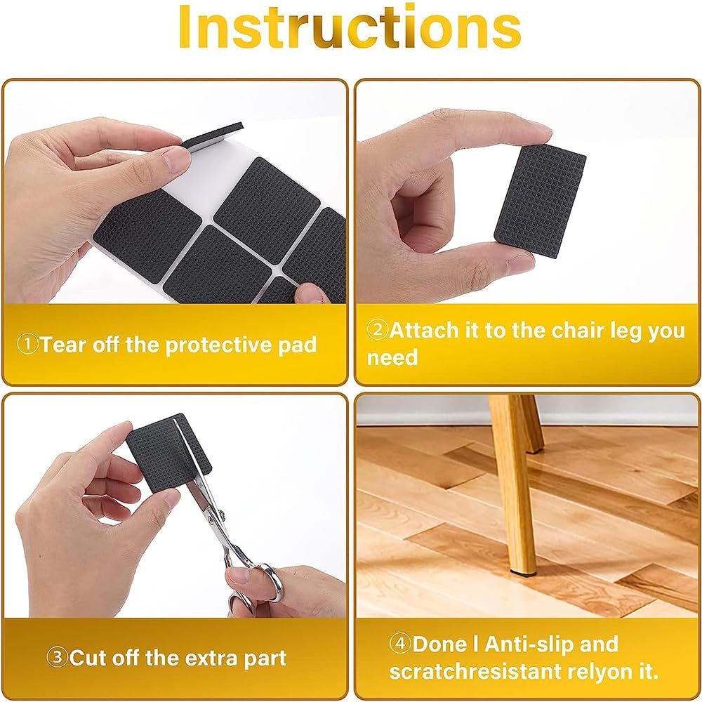 SquareTable Foot Pad Black Set Of 30 Pcs