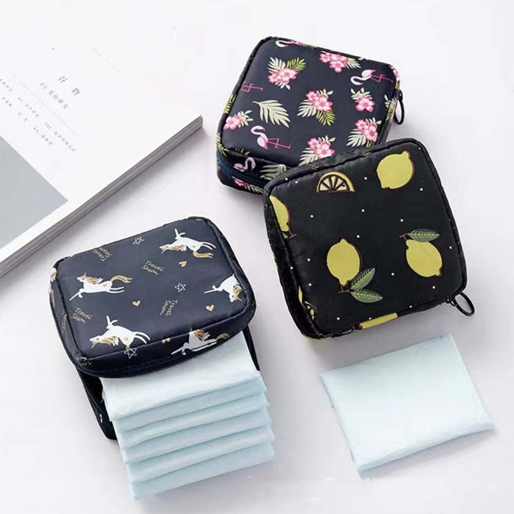 Nylon Sanitary Napkin Storage Bags Sanitary Napkin Period Bag Zipper School Pouch For Teen Girls Women