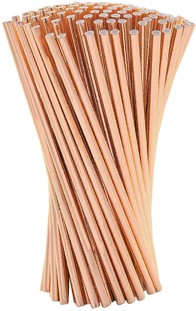 Paper Straws Eco Friendly Straws Rose Gold 100Pcs