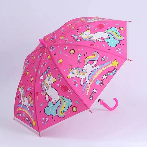 Kids Cartoon Umbrella With Plastic Cover