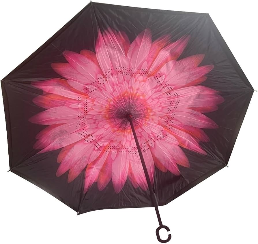 Folding Inverted Windproof  Reverse C-Hook Umbrella