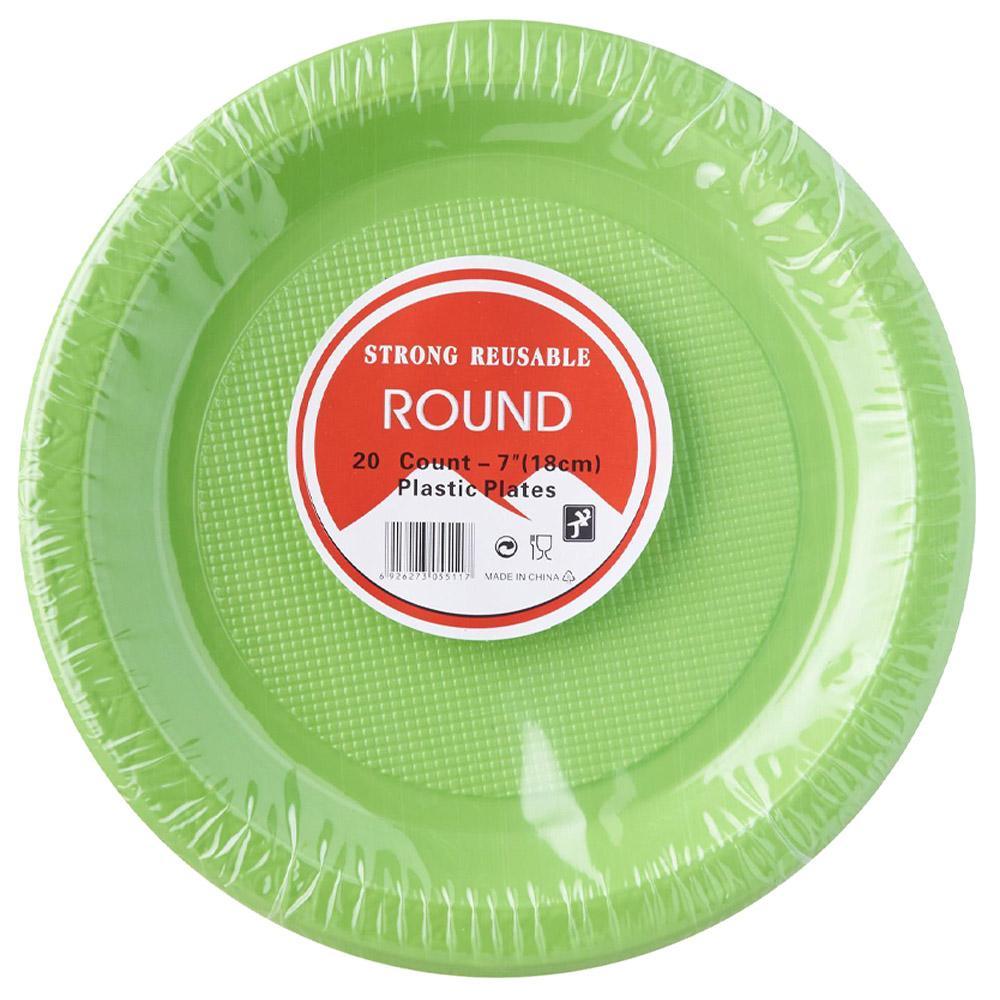Strong Round Plastic Plates (20 Pcs)