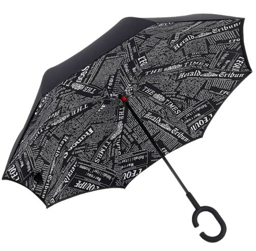 Folding Inverted Windproof  Reverse C-Hook Umbrella