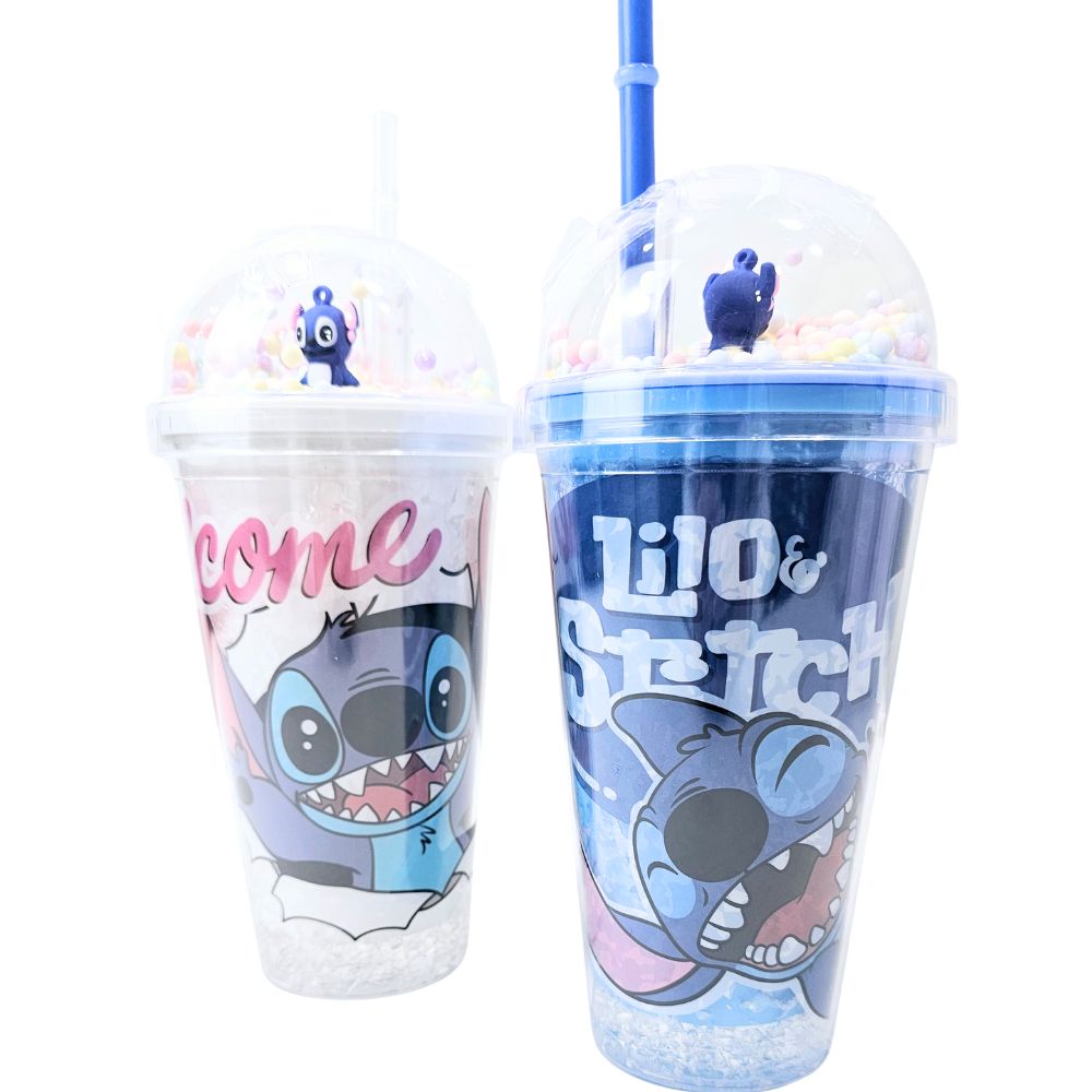 Stitch Plastic Cup With Straw  480 ML