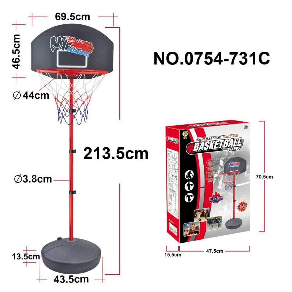 Portable Adjustable Height Movable Basketball Hoop Stand Set for Kids