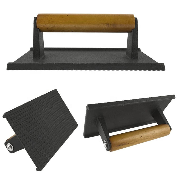Iron Burger Press With Wood Handle