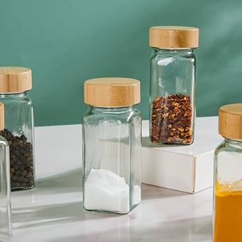 Transparent Seasoning Glass Jar With Bmboo Lid