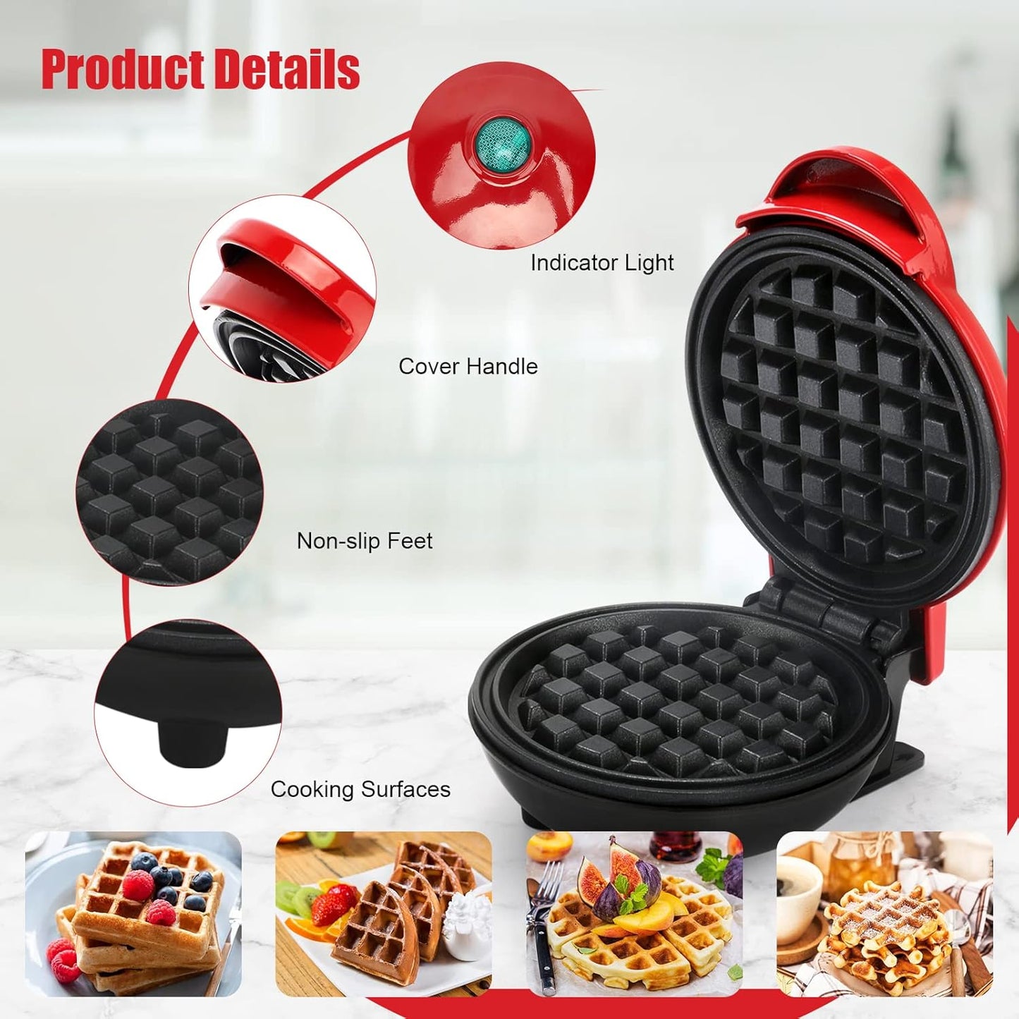Round Electric Non-Stick Mini Waffle Maker