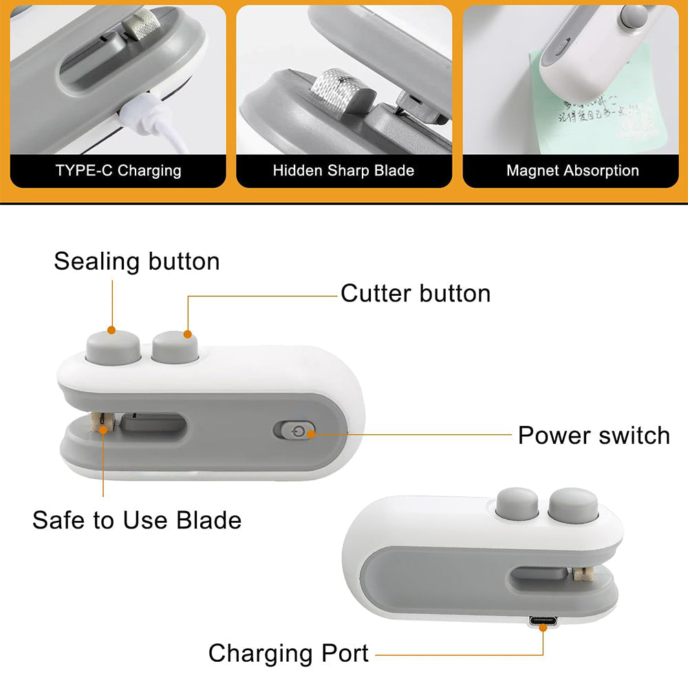 Mini Bag Sealer Rechargeable For Plastic Bags