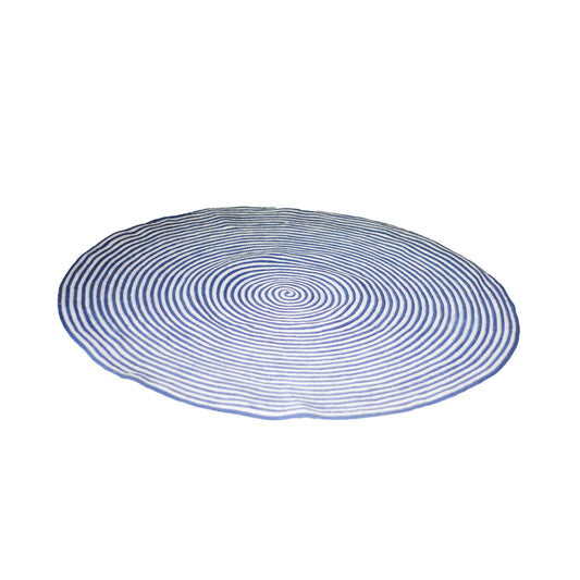 Round Indian Carpet Blue/White
